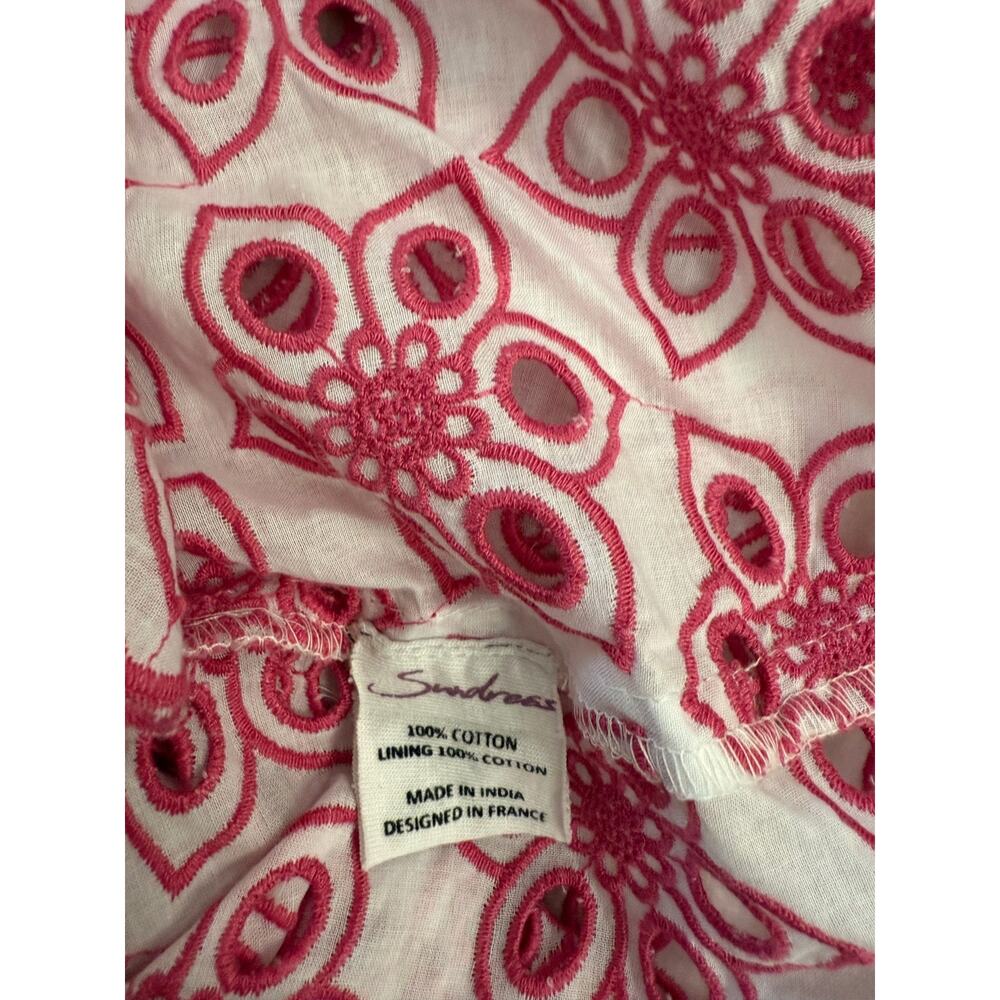 Sundress Florine Eyelet Dress Womens XL XXL Pink White Embroidered Cotton France - Picture 12 of 12